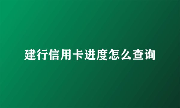 建行信用卡进度怎么查询