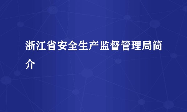 浙江省安全生产监督管理局简介