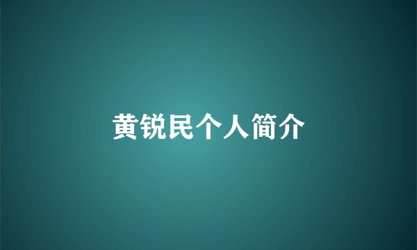 黄锐民个人简介