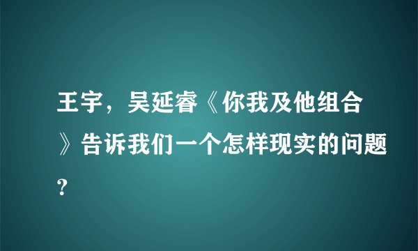 王宇，吴延睿《你我及他组合》告诉我们一个怎样现实的问题？