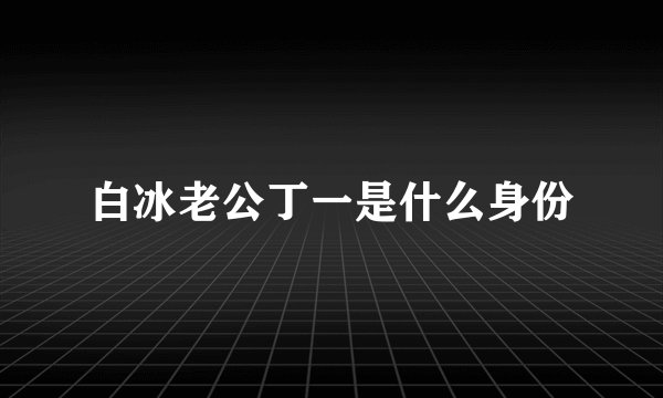 白冰老公丁一是什么身份