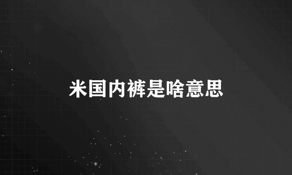 米国内裤是啥意思