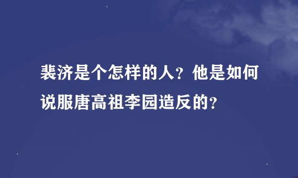 裴济是个怎样的人？他是如何说服唐高祖李园造反的？
