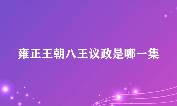 雍正王朝八王议政是哪一集