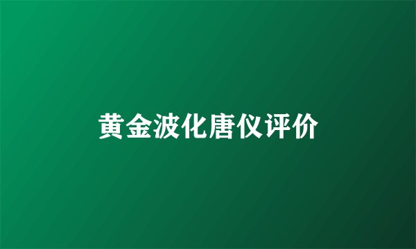 黄金波化唐仪评价