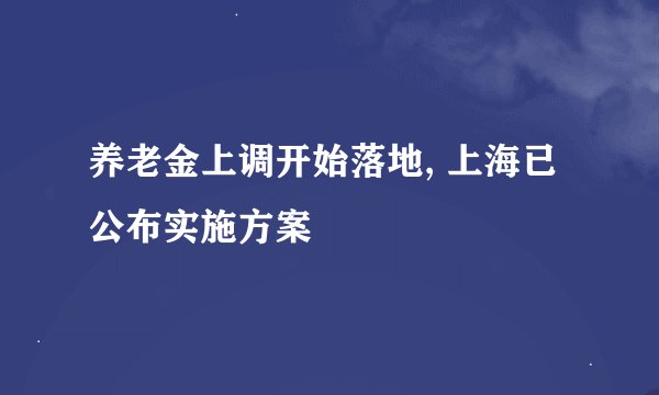 养老金上调开始落地, 上海已公布实施方案