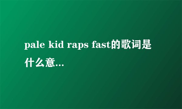 pale kid raps fast的歌词是什么意思，求翻译