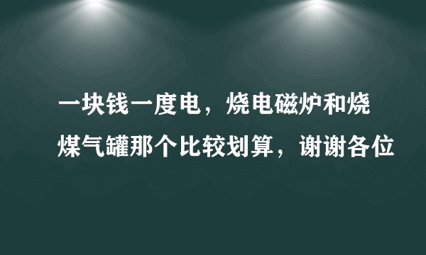 一块钱一度电，烧电磁炉和烧煤气罐那个比较划算，谢谢各位