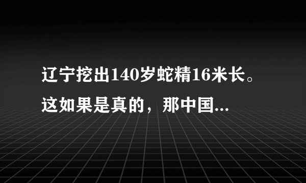辽宁挖出140岁蛇精16米长。这如果是真的，那中国是不是又破了世界纪录了？