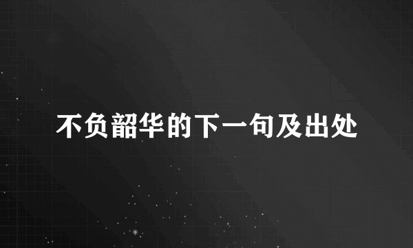 不负韶华的下一句及出处