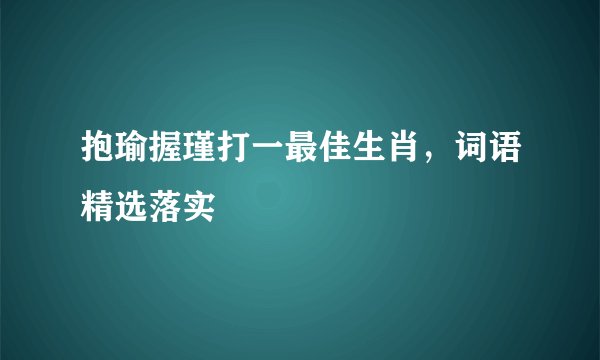 抱瑜握瑾打一最佳生肖，词语精选落实