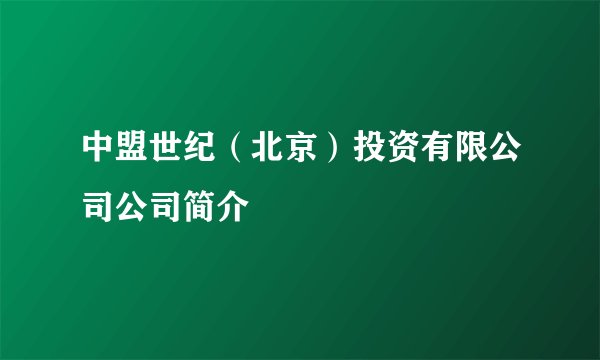 中盟世纪（北京）投资有限公司公司简介