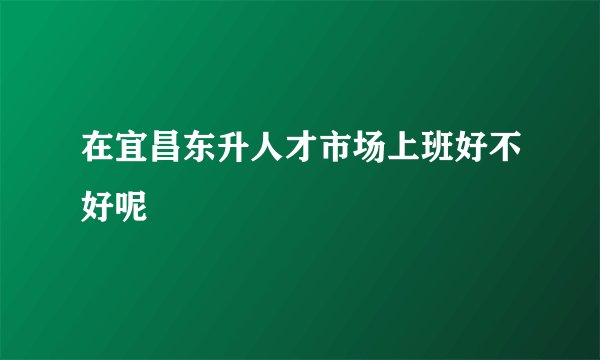 在宜昌东升人才市场上班好不好呢