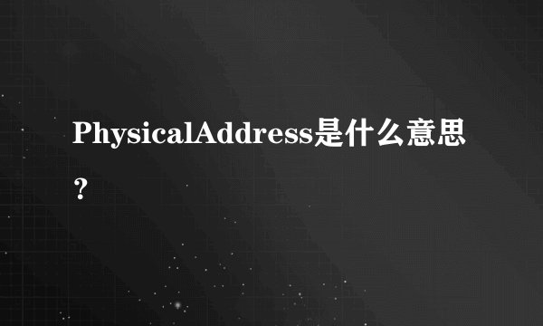 PhysicalAddress是什么意思?