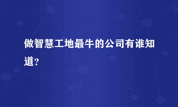 做智慧工地最牛的公司有谁知道？