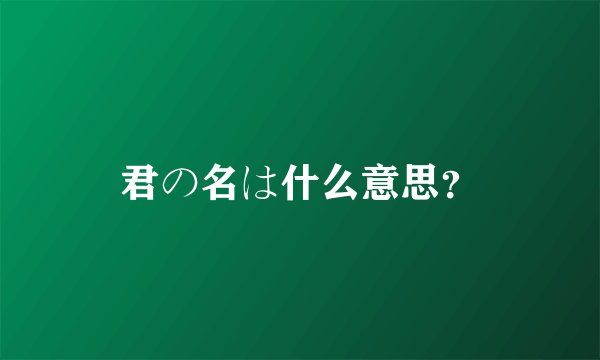 君の名は什么意思？