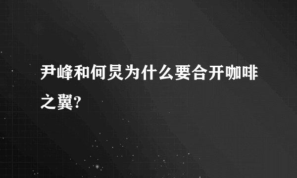 尹峰和何炅为什么要合开咖啡之翼?