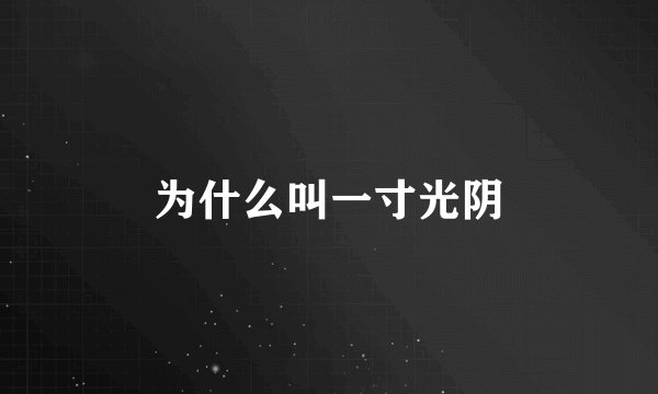 为什么叫一寸光阴