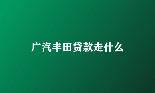 广汽丰田贷款走什么
