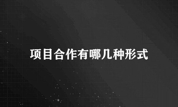 项目合作有哪几种形式