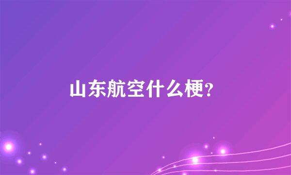 山东航空什么梗？