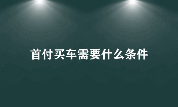 首付买车需要什么条件