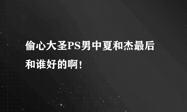 偷心大圣PS男中夏和杰最后和谁好的啊！