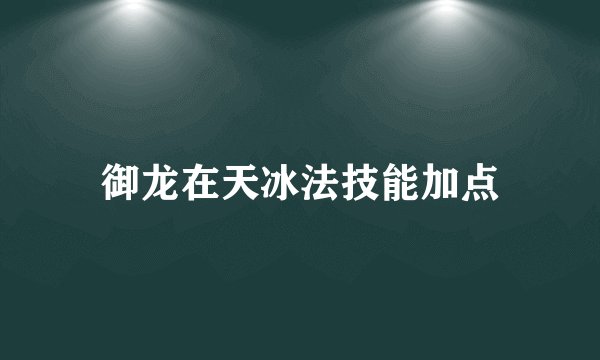 御龙在天冰法技能加点