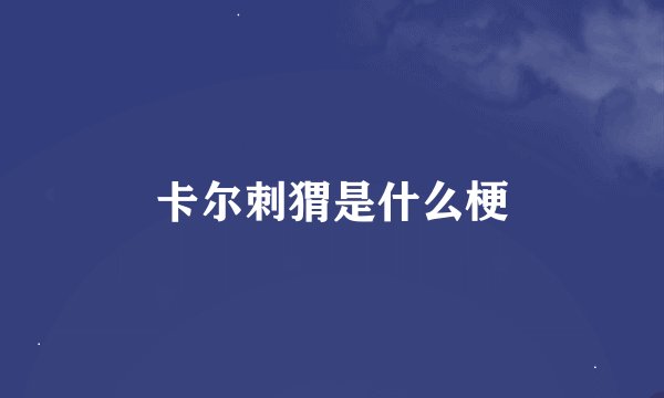 卡尔刺猬是什么梗