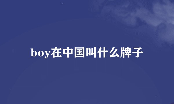 boy在中国叫什么牌子