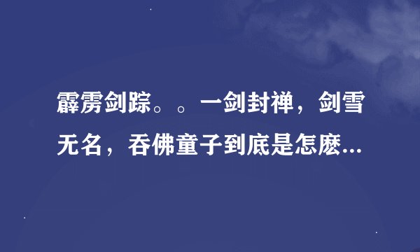 霹雳剑踪。。一剑封禅，剑雪无名，吞佛童子到底是怎麽个关系啊。谁可以告诉我？