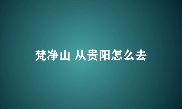 梵净山 从贵阳怎么去