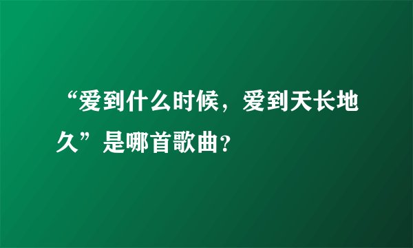 “爱到什么时候，爱到天长地久”是哪首歌曲？