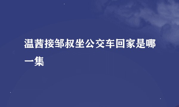 温茜接邹叔坐公交车回家是哪一集