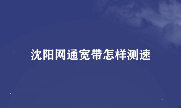 沈阳网通宽带怎样测速