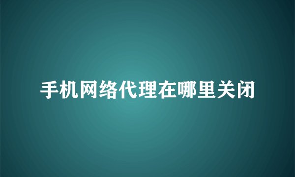手机网络代理在哪里关闭