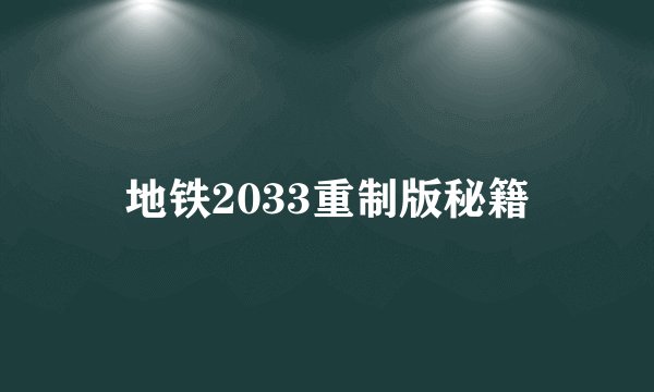 地铁2033重制版秘籍
