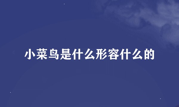 小菜鸟是什么形容什么的