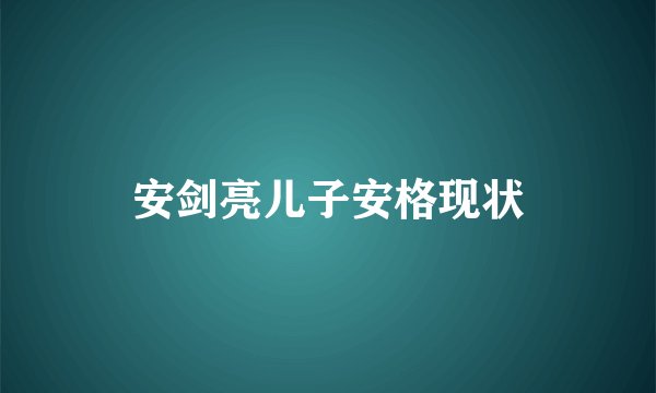 安剑亮儿子安格现状