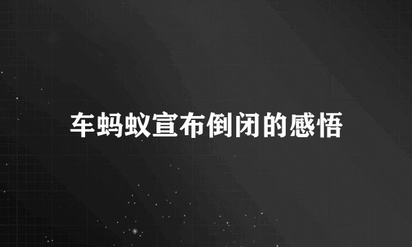 车蚂蚁宣布倒闭的感悟