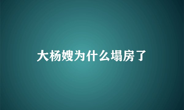 大杨嫂为什么塌房了