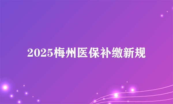 2025梅州医保补缴新规