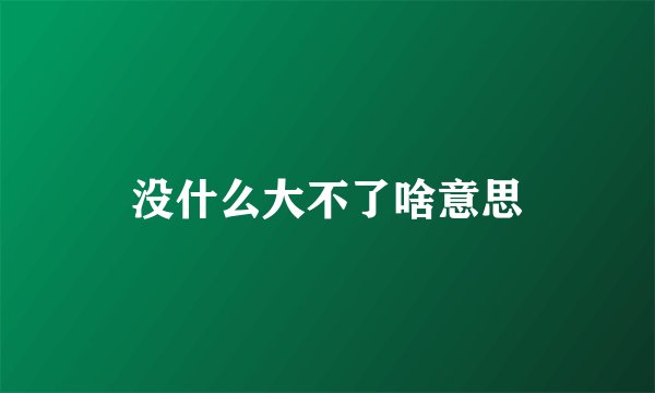 没什么大不了啥意思