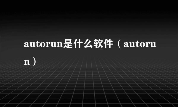 autorun是什么软件（autorun）