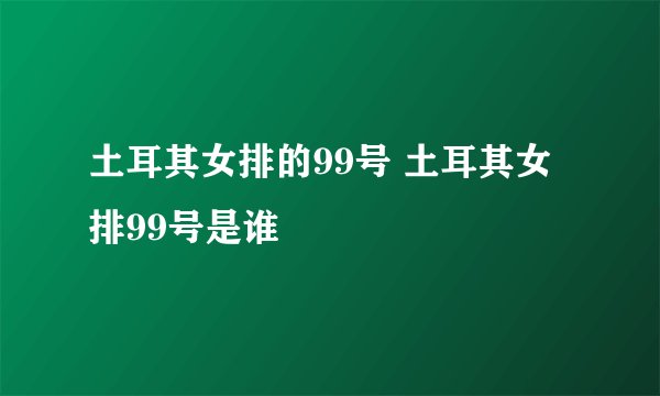 土耳其女排的99号 土耳其女排99号是谁