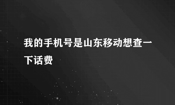 我的手机号是山东移动想查一下话费