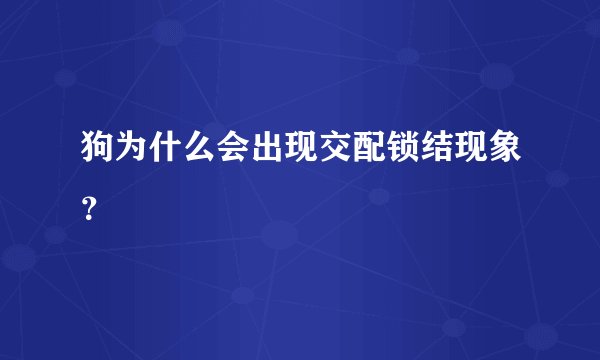 狗为什么会出现交配锁结现象？
