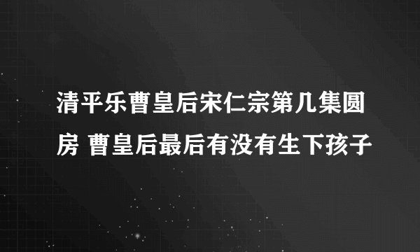 清平乐曹皇后宋仁宗第几集圆房 曹皇后最后有没有生下孩子