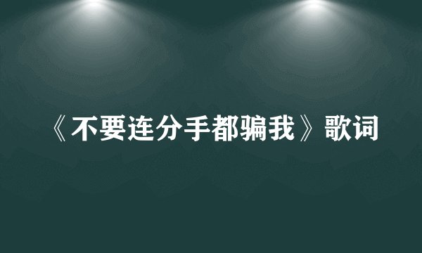 《不要连分手都骗我》歌词