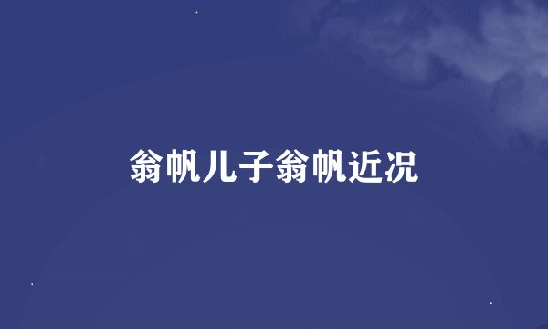 翁帆儿子翁帆近况